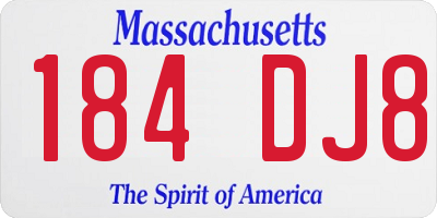 MA license plate 184DJ8