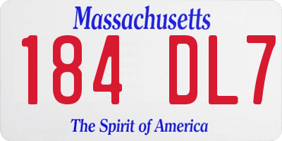 MA license plate 184DL7