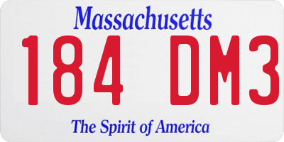 MA license plate 184DM3