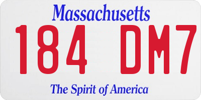 MA license plate 184DM7