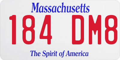 MA license plate 184DM8