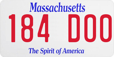 MA license plate 184DO0