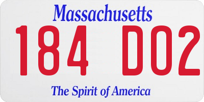 MA license plate 184DO2