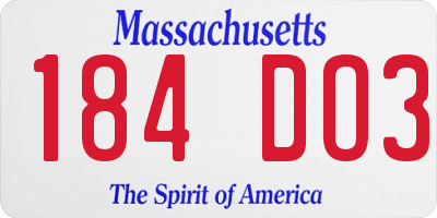 MA license plate 184DO3