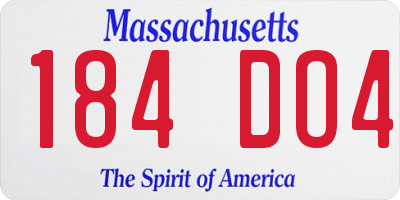 MA license plate 184DO4