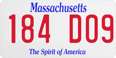 MA license plate 184DO9