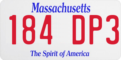 MA license plate 184DP3