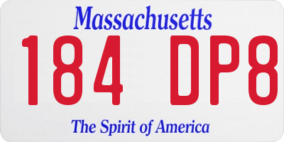 MA license plate 184DP8