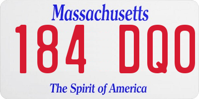 MA license plate 184DQ0
