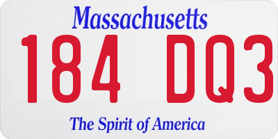 MA license plate 184DQ3