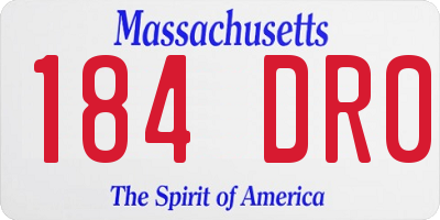 MA license plate 184DR0