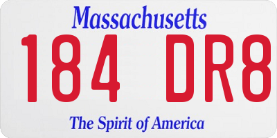 MA license plate 184DR8