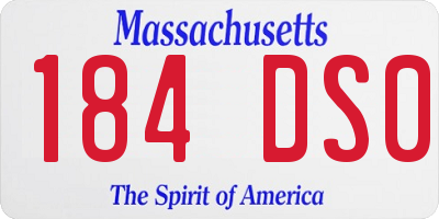 MA license plate 184DS0