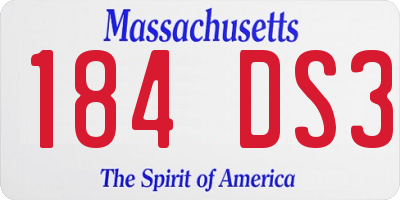 MA license plate 184DS3