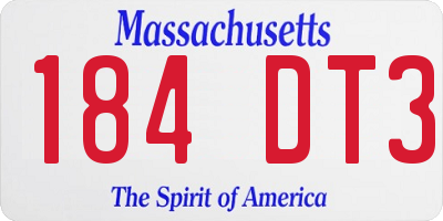 MA license plate 184DT3