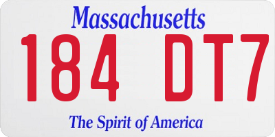 MA license plate 184DT7