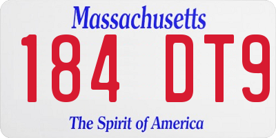 MA license plate 184DT9