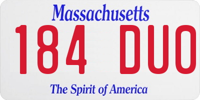 MA license plate 184DU0