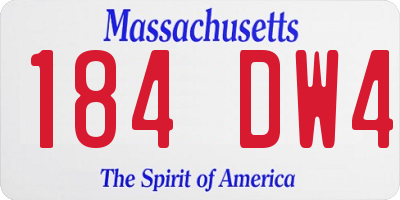 MA license plate 184DW4