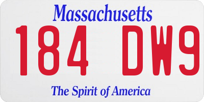 MA license plate 184DW9