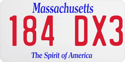 MA license plate 184DX3