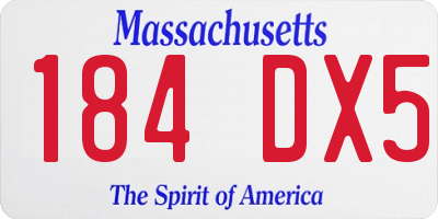 MA license plate 184DX5