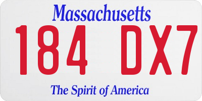 MA license plate 184DX7