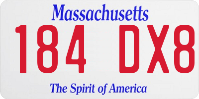 MA license plate 184DX8