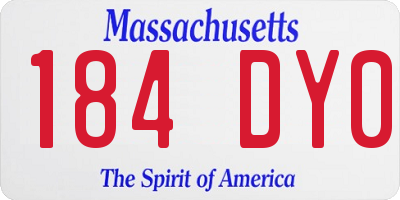 MA license plate 184DY0