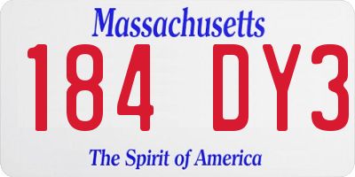 MA license plate 184DY3