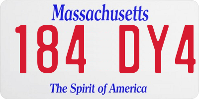 MA license plate 184DY4