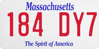 MA license plate 184DY7