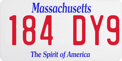 MA license plate 184DY9