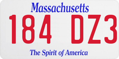 MA license plate 184DZ3