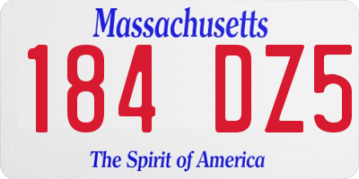 MA license plate 184DZ5