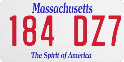 MA license plate 184DZ7