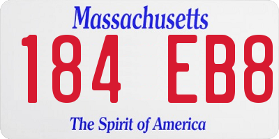 MA license plate 184EB8