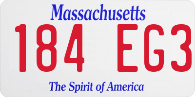 MA license plate 184EG3