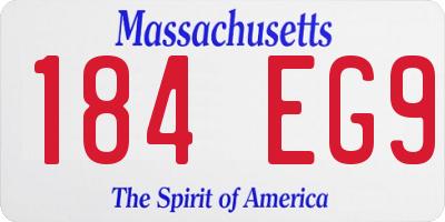 MA license plate 184EG9