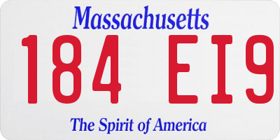 MA license plate 184EI9