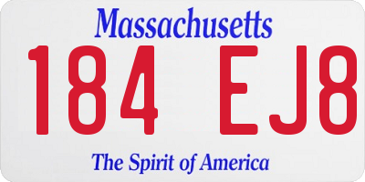 MA license plate 184EJ8