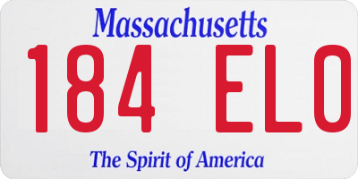 MA license plate 184EL0