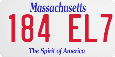 MA license plate 184EL7