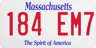 MA license plate 184EM7