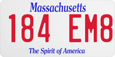MA license plate 184EM8