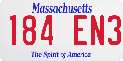 MA license plate 184EN3