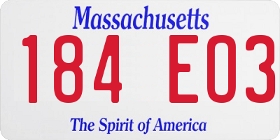MA license plate 184EO3