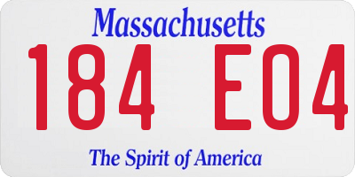 MA license plate 184EO4