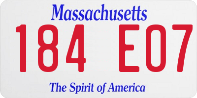 MA license plate 184EO7