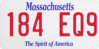 MA license plate 184EQ9